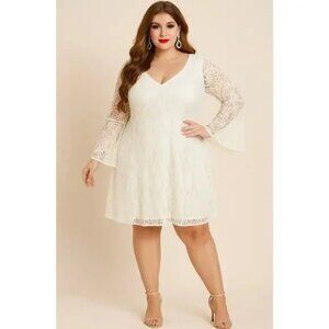 Torrid Ivory Lace Trapeze Bell Sleeve Mini Dress